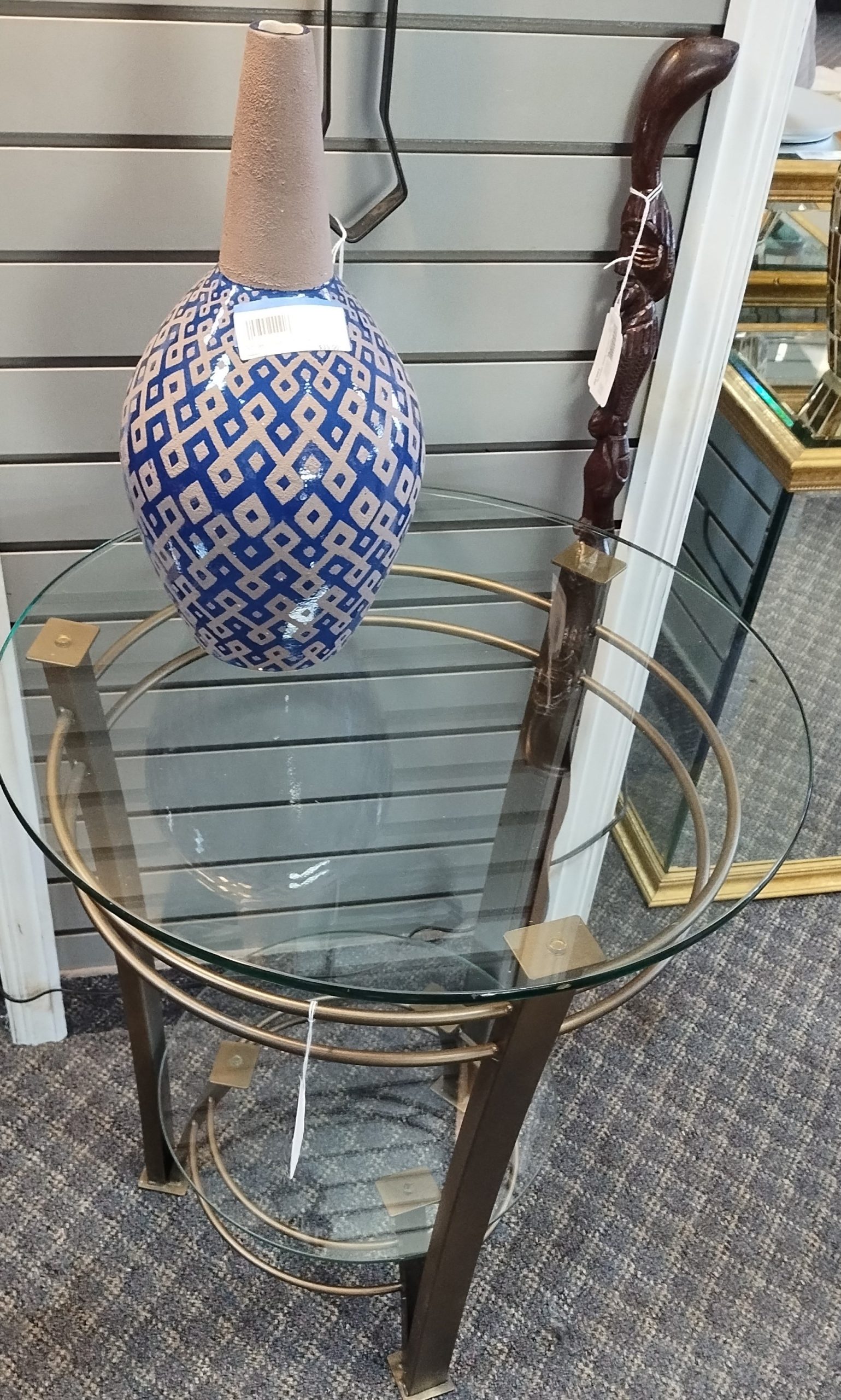 Contemporary Round Tiered Glass Top Accent Table Westside Furniture