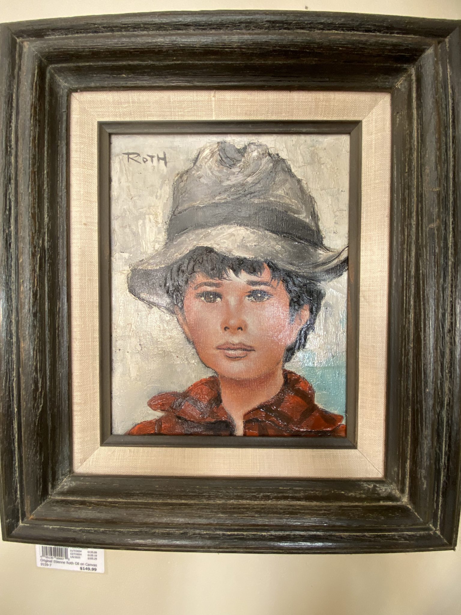 Original Etienne Roth Oil on Canvas (Boy) Westside Furniture