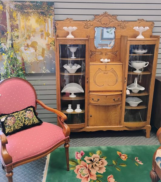 Antique Tiger Oak Side By Side Secretary 