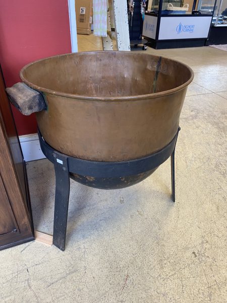Antique Copper Candy/Apple Butter Kettle on Stand