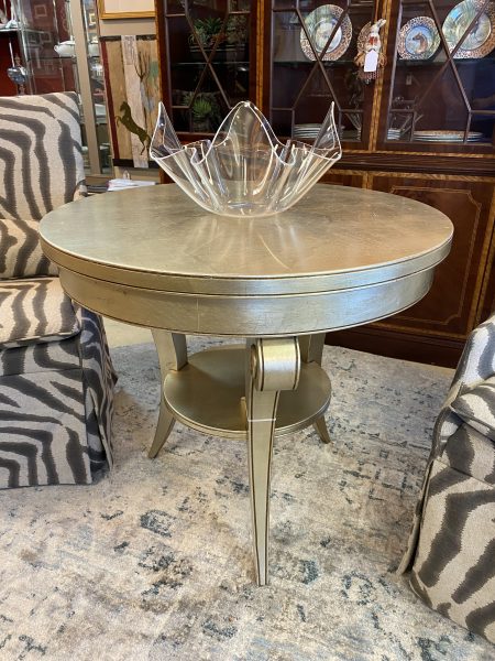 34″ Round Gilded Accent Table
