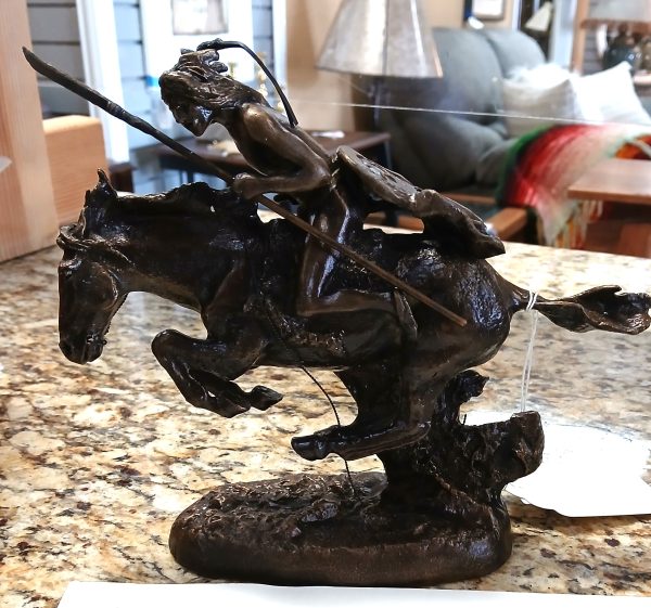 Frederik Remington Bronzed Sculpture “Cheyenne” Replica With Certification 