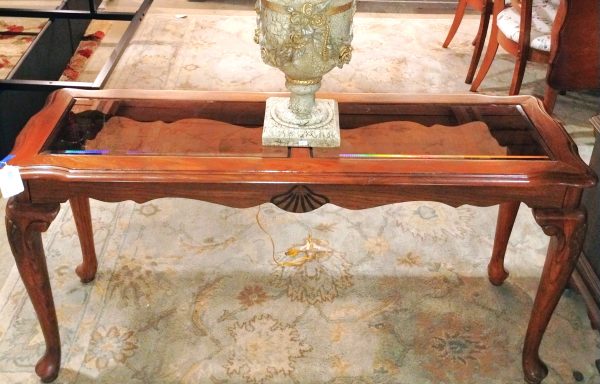 Vintage Thomasville Oak /Glass Console 