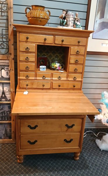 Vintage 2 Pc. White Mountain Maple Secretary Apothecary Cabinet