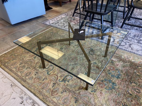 36″ Square Glass Barcelona Sculptural Coffee Table