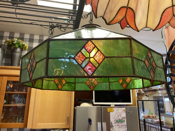 Vintage Green Stained Glass Chandelier