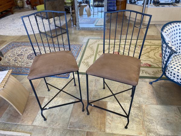Set of 2 Woodard Cast Iron Counter Height Stools