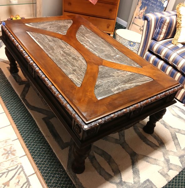 North Shore Ornate Faux Marble Coffee Table 