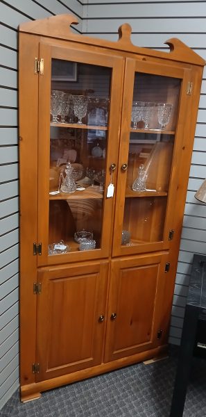 Vintage Knotty Pine Corner Cabinet 