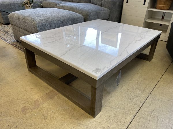 NEW ~ Ashley Furniture Loyaska Natural Marble Coffee Table