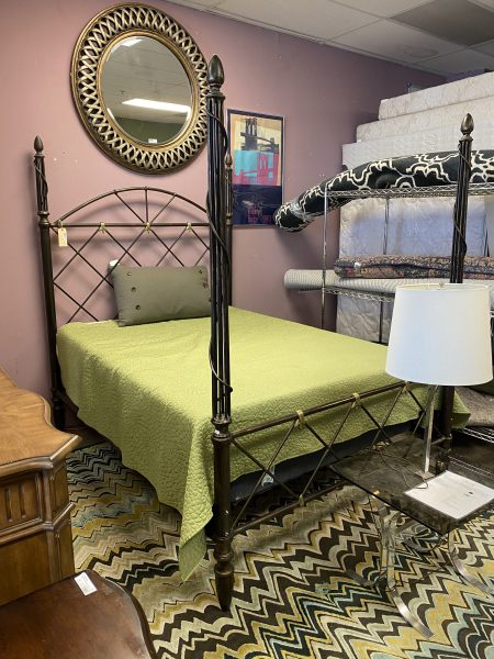 Black & Gold Decorative Metal Queen 4~Poster Bed