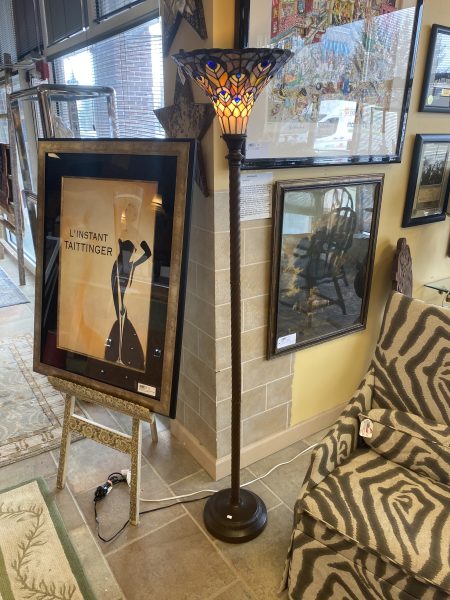 Tiffany Style Peacock Torchiere Floor Lamp