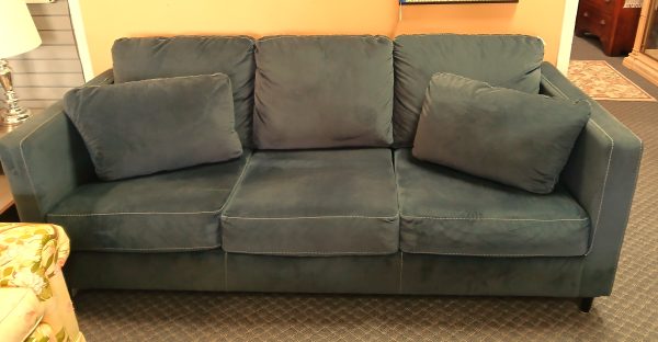 Contemporary Slate Gray Brushed Suede Sofa 