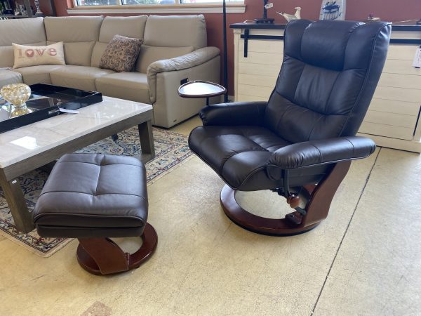 Benchmaster Java Swivel Faux Leather Chair & Ottoman