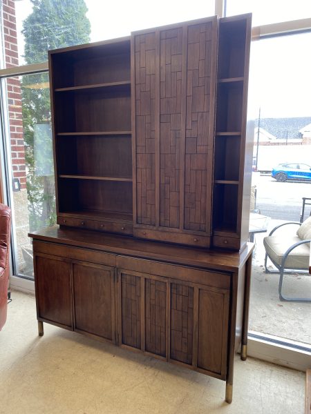 Mid Century Bert England “Forward Trend Collection” for Johnson Furniture Co. Walnut Breakfront