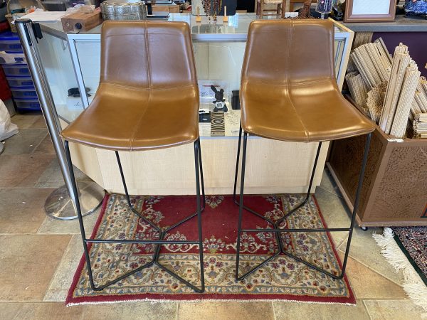 2 ~ Set of 2 West Elm Slope Leather Bar Stools ~ Sold Separately!