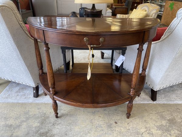 Jonathan Charles Windsor Walnut Demilune Console Table