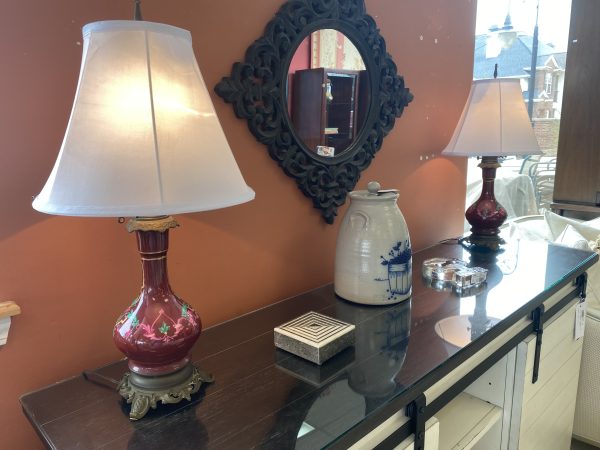 2 ~ Antique 1800’s Napoleon III Polychrome Table Lamps ~ Sold Separately!