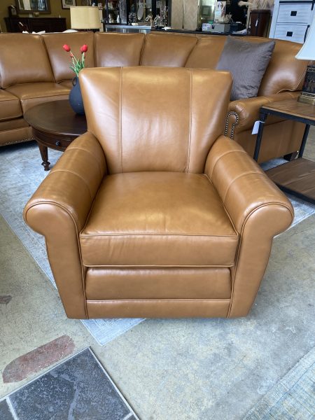Smith Bros. Leather Swivel Rocker Chair