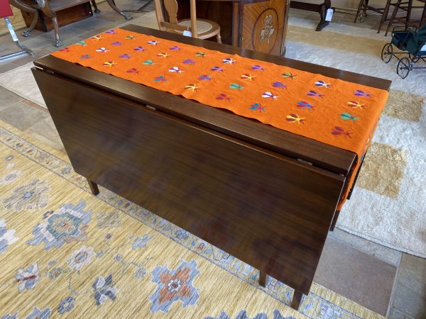 Antique Mahogany Inlaid Drop Leaf Gate Leg Dining Table