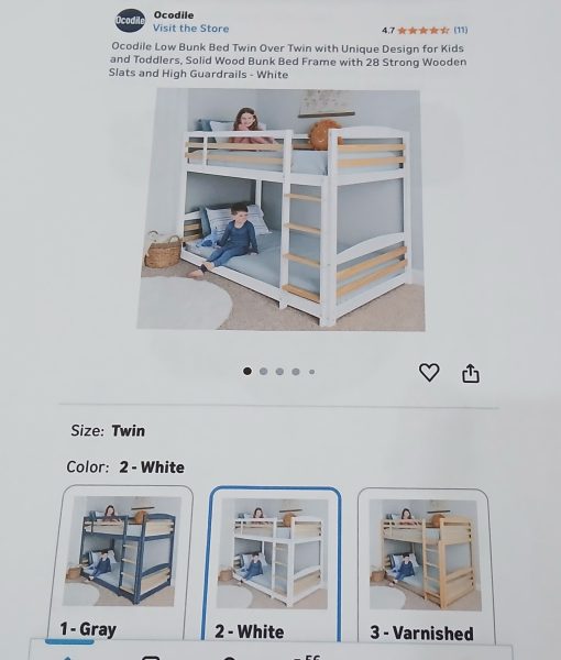 NEW OCODILE Low Bunk Bed Over Twin With Unique Design for Kids And Toddlers. 
