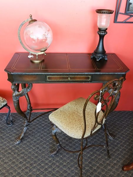 Vintage Continental Spanish Baroque Revival Writing Desk And Chair 