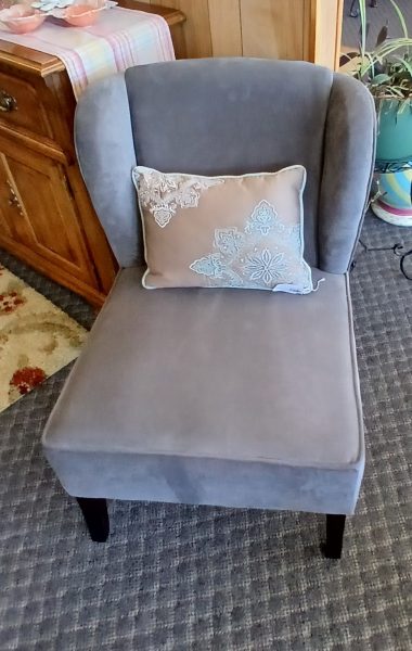 Pier 1 Velvet Gray Slipper Chair 