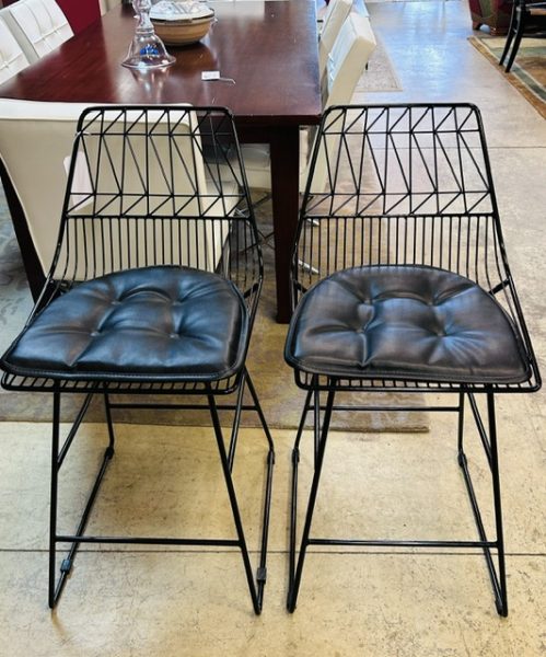 Set of 2 Dorel Geometric Powder-Coated Iron Counter Height Stools