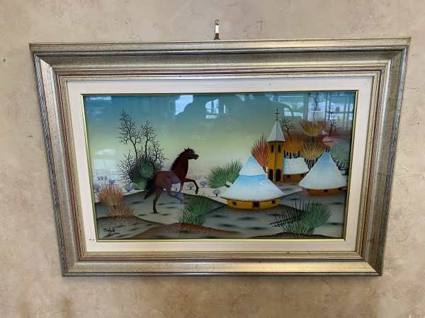 Croatian Niave Reverse Glass Painting by Pero Toplijak (Horse)