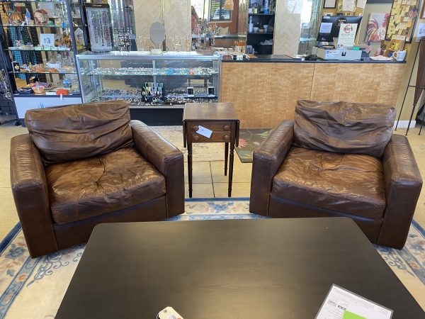 2 ~ Pre-Loved Restoration Hardware Maxwell Leather Chairs ~ Sold Separately!