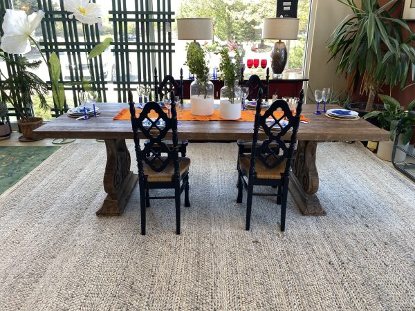 Zentique Toby Trestle Dining Table Distressed Weather Finish