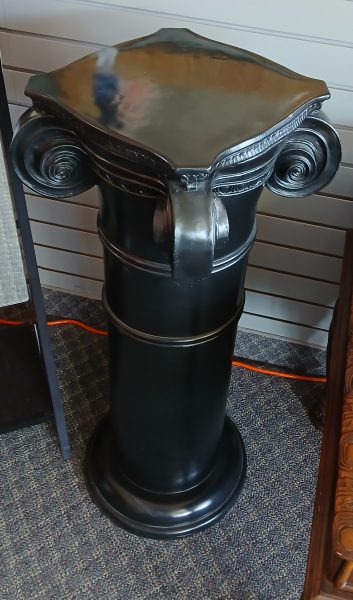 Vintage Black Plaster Fluted Top Column Pedestal 