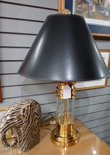 3- Vintage Norman Rockwell Blown Glass And Brass Nautical Table Lamps Sold Separate