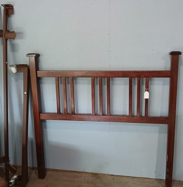 Newer Tahoe Mission Style Slatted Design Walnut Headboard And Frame