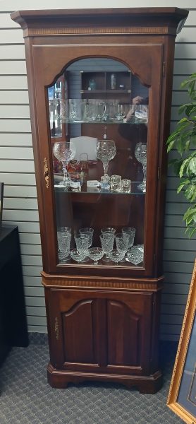 Vintage Solid Cherry Curio Display Cabinet 