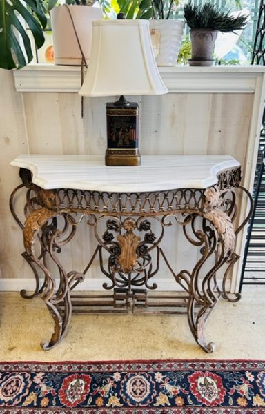 Gorgeous Antique French Rustic Ornate Marble Console
