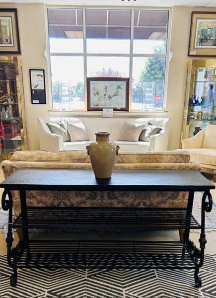 Scrolled Iron & Cast Stone Console/Credenza