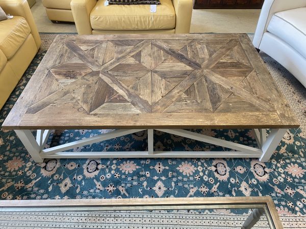Neo Rustic Modern Farmhouse Parquet Pattern Coffee Table