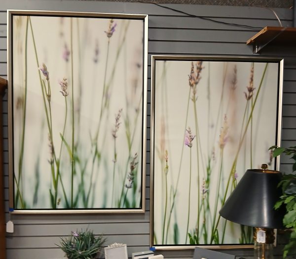 2) Framed Lavender Floral Canvas Art Sold Separate