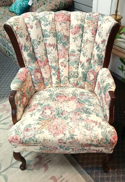 Pembrook Furniture Custom Floral Wing Back Chair 