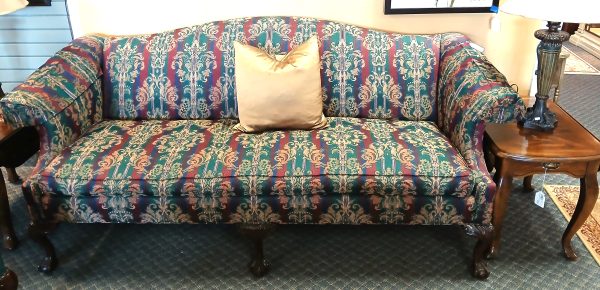 Vintage Custom Silk Damask Upholstered Sherrill Furniture Sofa 