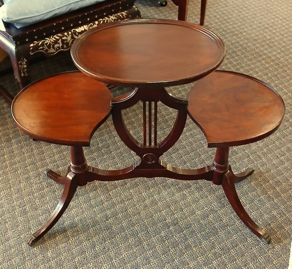 1920s Antique Mersman Mahogany Duncan Phife Harp Tier Table 
