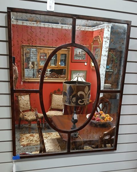 Bronzed Distressed Iron Frame Mirror With Mercury Glass 