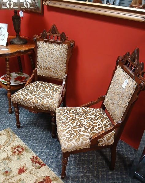 1902’s Victorian Style Eastlake Carved Walnut Parlor Chairs Sold Separate