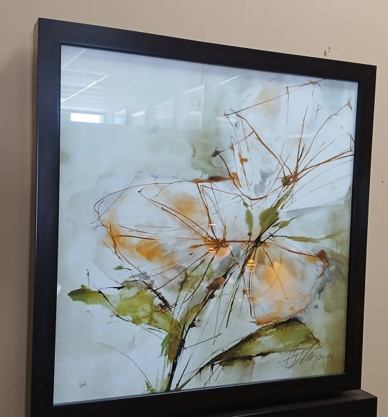 Pair Of Abstract Floral Design Framed 