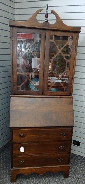 Antique Vintage Marbled Mahogany Secretary Desk 