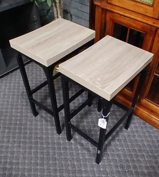 Newer Pair Of Saddle Style Bar Stools 