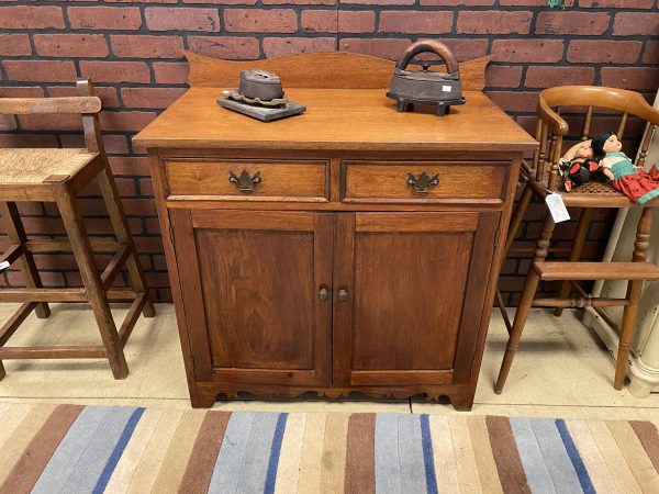 Antique Oak Dry Sink with Drying Hangers