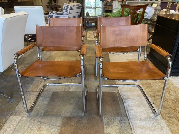 2 ~ Set of 2 Marcel Breurer Saddle Leather & Chrome Cantilever Chairs ~ Sold Separately!