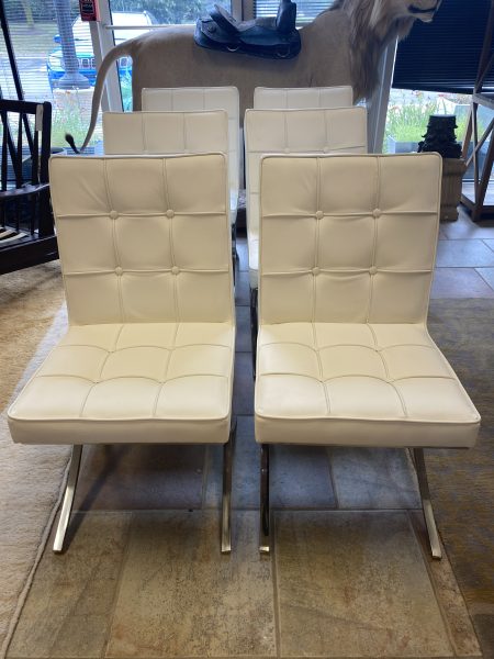 Set of 6 Noble House Harper Bonded Leather & Chrome Dining Chairs